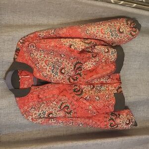 Free People Pink Paisley Floral Bomber Jacket 🌸